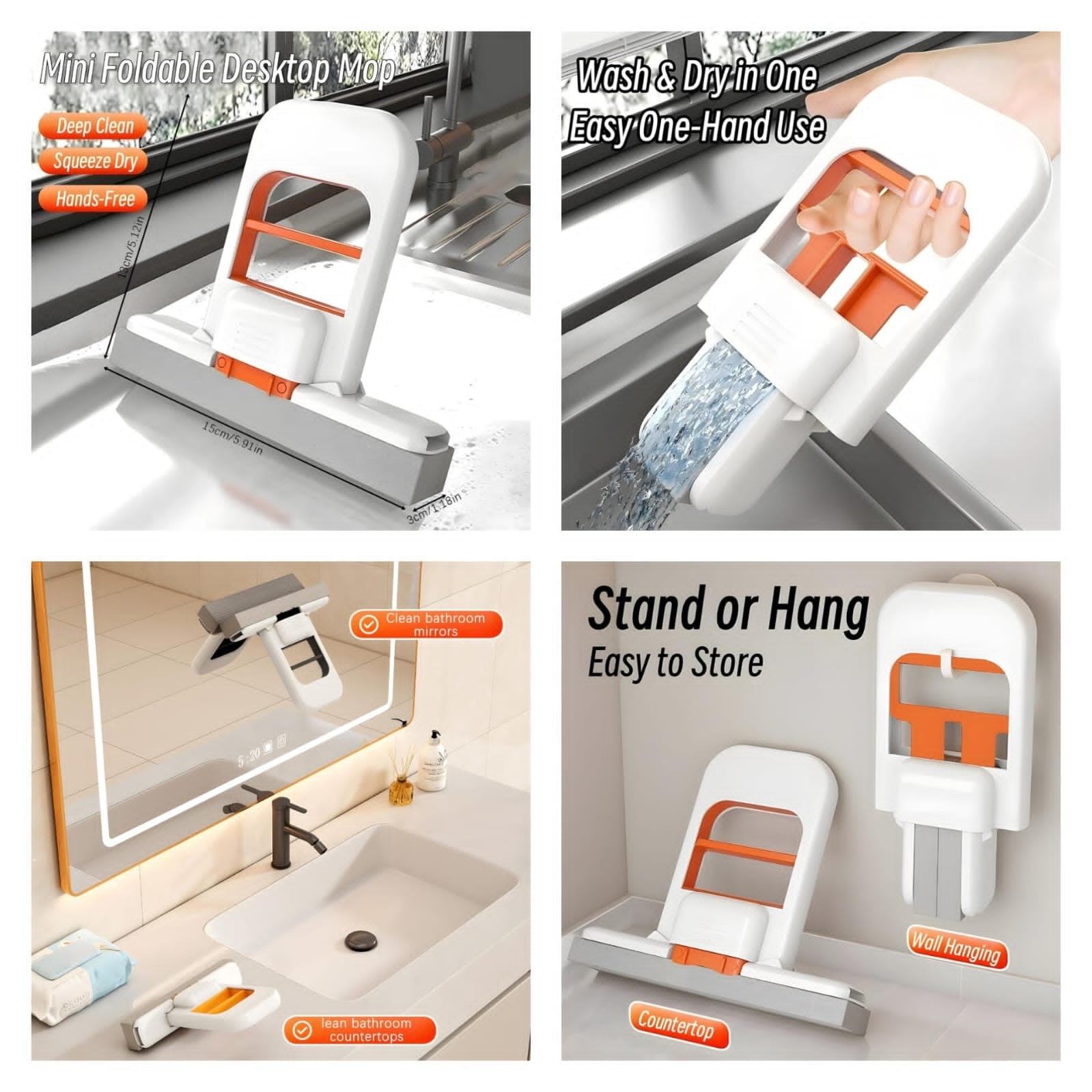 Foldable Mini Mop | Portable Wet & Dry Cleaning Mop